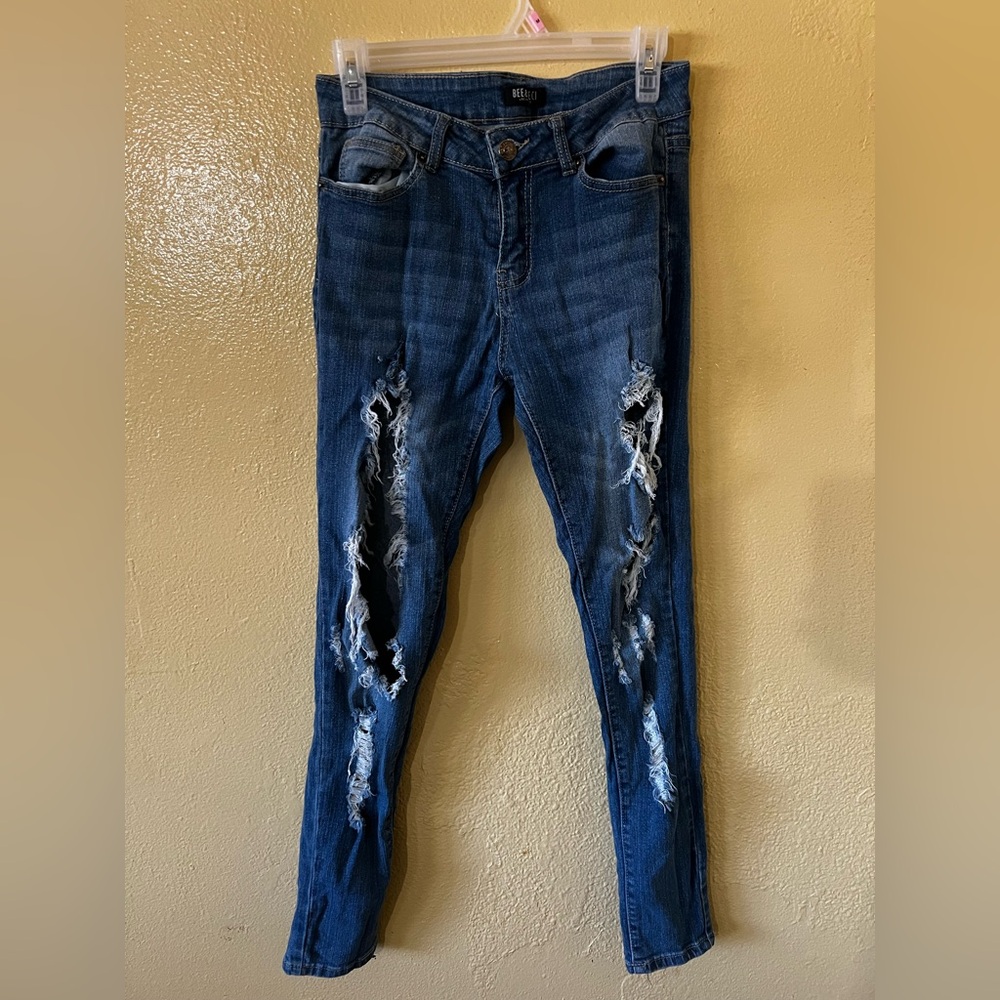 Mossimo Blue Distressed Skinny Jeans